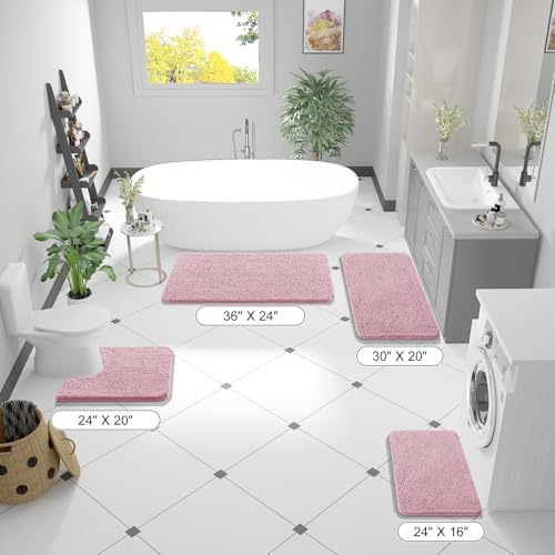OLANLY Bathroom Runner Rugs 44x24, Extra Soft Absorbent Chenille Bath Rugs - Image 2