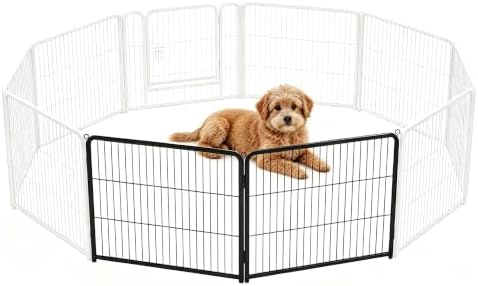 NEWBULIG Dog Playpen Indoor 2 Panels 24 Inch, Metal Outdoor Dog Fence Pen by NEWBULIG