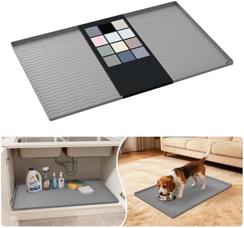 URMONA Waterproof Silicone Under Sink Mat, 34 x 22 in, Flexible Shelf Liner by URMONA