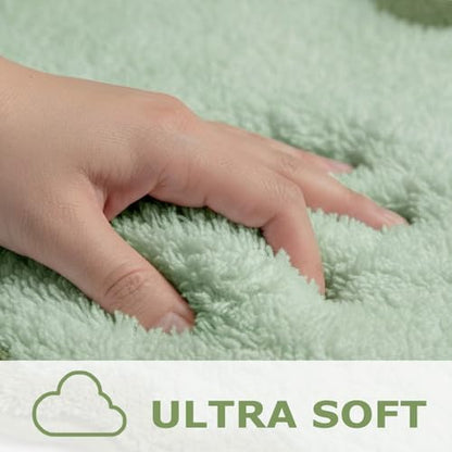 Cute Green Scalloped Bathroom Mat, Fun Plush Luxury Microfiber Bath Rug - Image 4