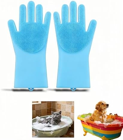 Silicone Dog Grooming Glove for Dogs and Cats, Enhanced Five-Finger Fit by SAYUANVA