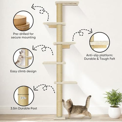 Wall Mounted Cat Tree, Space Saving Cat Wall Furniture - Image 3