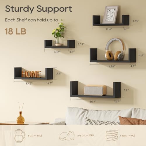 SRIWATANA Black Floating Shelves - Image 6