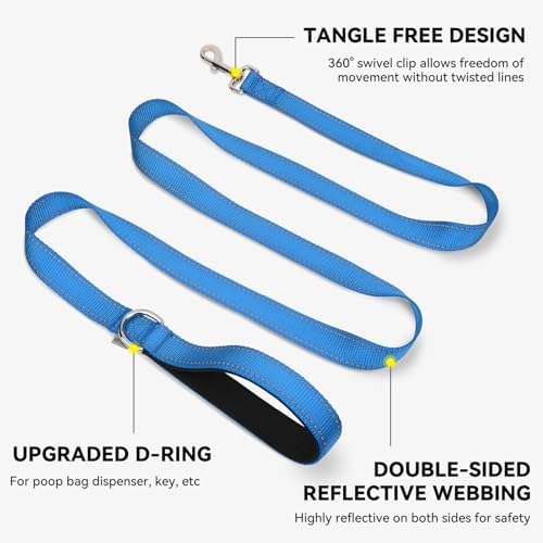 Joytale Reflective Dog Leash for Small Dogs, 4 FT x 3/4", Sky Blue - Image 5