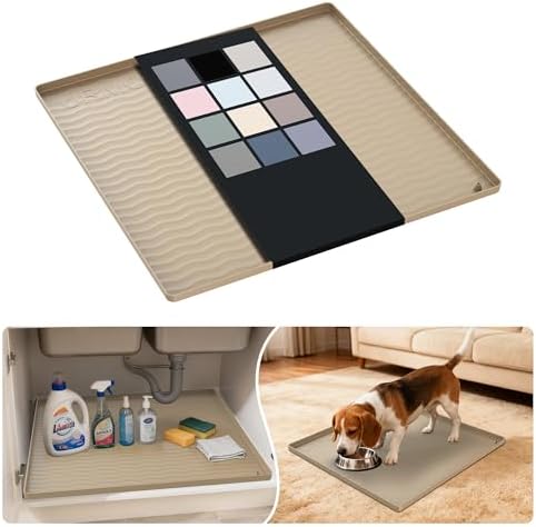 URMONA Waterproof Silicone Under Sink Mat, 19 x 19 in, Flexible Shelf Liner by URMONA