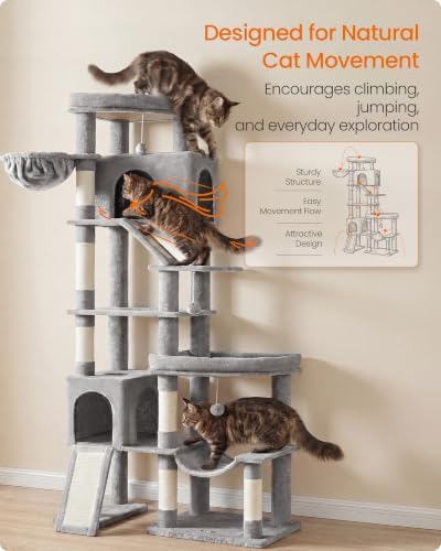 Feandrea Large Cat Tree, 79.5" Tall Sturdy Cat Tower - Image 5