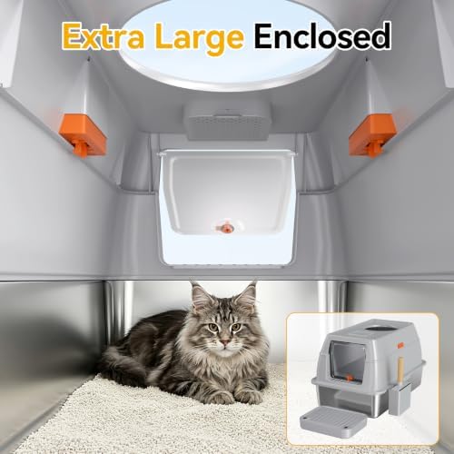 XL Enclosed Stainless Steel Litter Box - Image 3