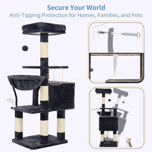 Heybly Cat Tree with Toy, 43.3 inch Cat Tower - Image 6
