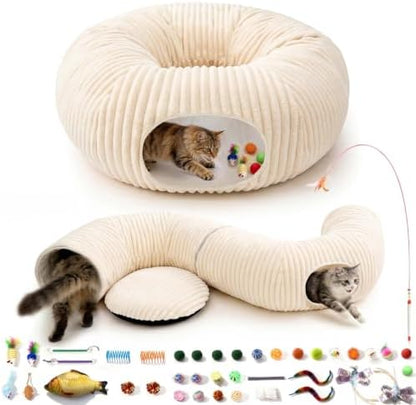 Cat Tunnel Bed with 40 Pcs Interactive Cat Toys by MOYMO