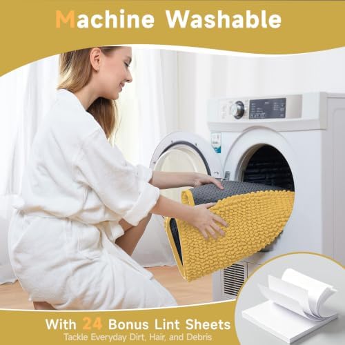 Ophanie Yellow Bathroom Rugs 36x24, Soft Chenille Bath Mat, Non Slip Absorbent - Image 6