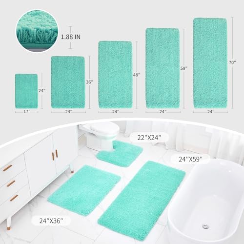 Disolla Mint Green Bathroom Rugs 24x48, Non-Slip Plush Thick Bath Mat - Image 2