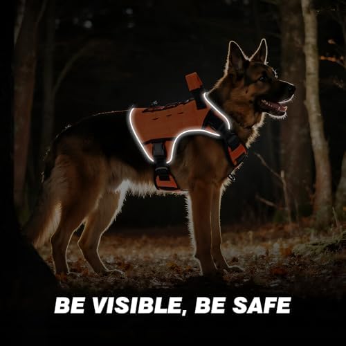 Orange Tactical Dog Harness for Extra Large Dogs, No Pull Dog Harness - Image 5