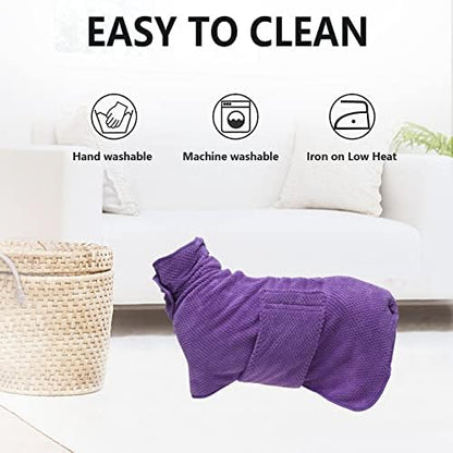 Geyecete Pineapple Grid Fast Drying Super Absorbent Dog Cat Bath Robe Towel - Image 3