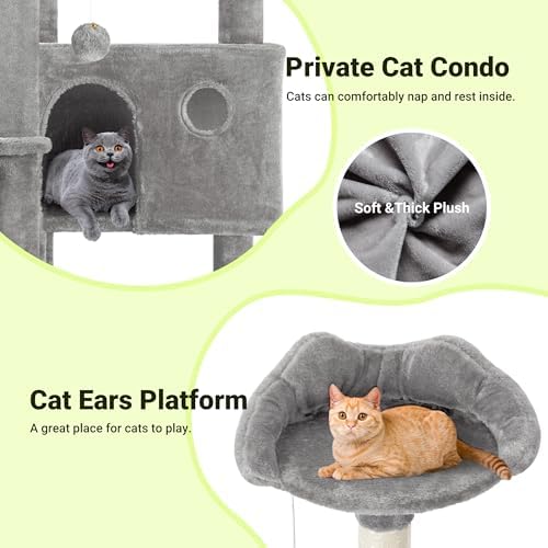 Allewie 64 Inches Multi-Level Cat Tree Tower - Image 5