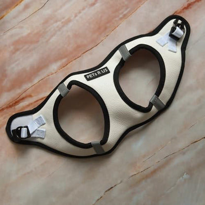 White Black Trim Step-in Dog Harness Vegan Leather Classic Style Reflective - Image 4