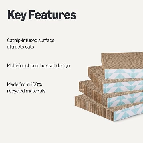 Amazon Basics Corrugated Cardboard Cat Scratchers, Reversible Double-Sided - Image 2