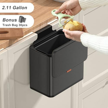 Mbillion 1.05 Gal Brushed Black Hanging Stainless Steel Compost Bin - Image 3