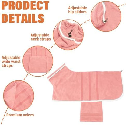 Dog Bathrobe Towel Dog Drying Coat Microfiber Absorbent Fast Drying Robes - Image 2