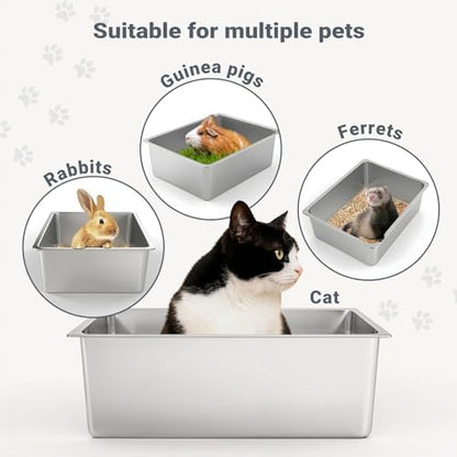 Kirecoo XL Stainless Steel Cat Litter Box High Sided - Image 6