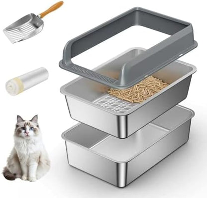 All Stainless Steel Sifting Litter Box by WeLovePetsAsMuchAsYouDo