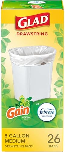 Glad Medium Trash Bags, 8 Gallon, Gain Original by GladTrashFoodStorage
