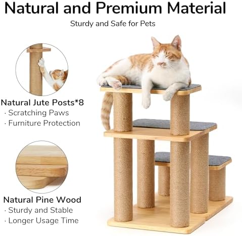 FUKUMARU Dog Stairs, Solid Wood Pet Stairs - Image 4