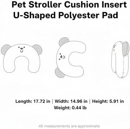 U-Shaped Pet Stroller Cushion Insert, Soft Polyester Pad - Image 7