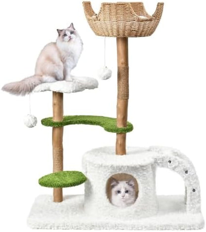 Easyego Modern Cat Tree, 45.6" Aesthetic Wood Cat Tree Tower by Easyego