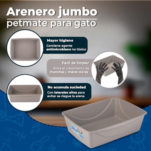 Petmate Open Cat Litter Box, XL Nonstick Pan, Mouse Grey - Image 5