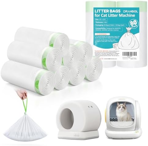 80 Count 18" x 12.6" Cat Litter Box Liners, Compatible by DRANBOL