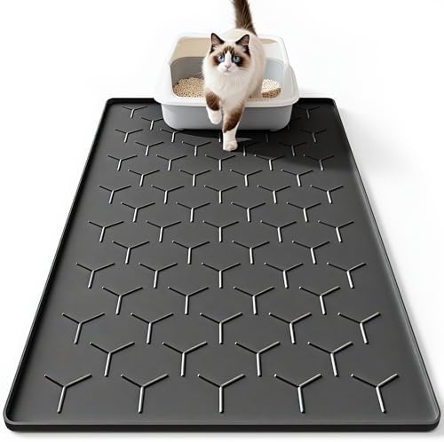 Bulkniu Silicone Cat Litter Mat, Raised Edge Waterproof by Bulkniu
