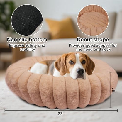 Donut Small Medium Dog Bed Washable Kitty & Puppy Bed, 23in Brown - Image 2