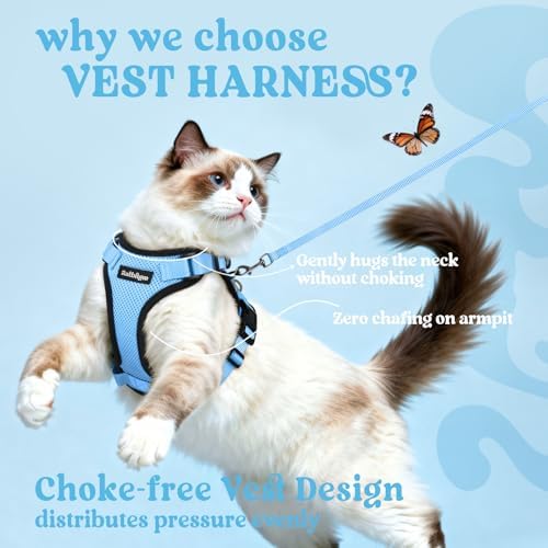 rabbitgoo Cat Harness and Leash Set, Escape Proof Vest, Light Blue - Image 3