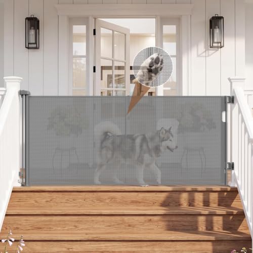 GRENFU Reinforced 71" Wide Retractable Gate Prevents Crawling Under by BabyPetProofingProducts