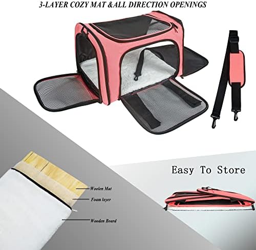 Soft Sided Carrier for Small Medium Cats Dogs, Removable Pad Collapsible Travel - Image 2