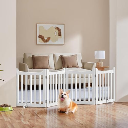 Yaheetech 24in 4-Panel Wooden Freestanding Pet Gate - Image 2