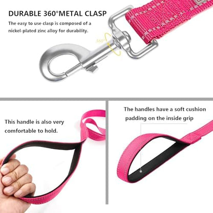 6 FT Basic Dog Leash for Large Dogs, Hot Pink - Image 4