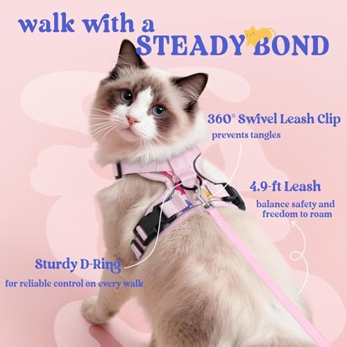 rabbitgoo Cat Harness and Leash Set, Escape Proof Vest, Purrty Pink - Image 5