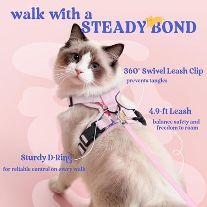 rabbitgoo Cat Harness and Leash Set, Escape Proof Vest, Purrty Pink - Image 5