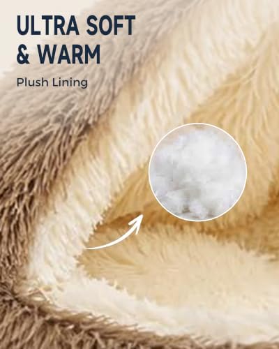 ShinHye Round Plush Fluffy Hooded Cat Bed Cave, Cozy - Image 4