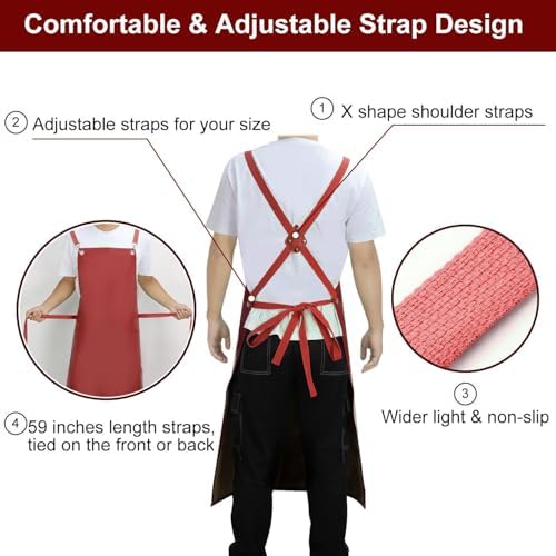 SHEOMERN 2 Pack Heavy Duty Vinyl Dishwasher Apron Adjustable Cross Back Strap - Image 5