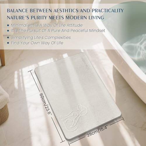 Stone Bath Mat Quick Drying Absorbent Shower Mat Diatomaceous Earth Pad - Image 5