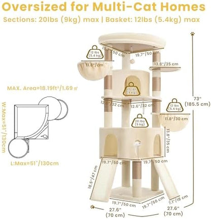 Cat Tree, 73-Inch Sturdy Corner Cat Tower - Image 6