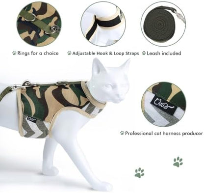 Cat Harness and Leash Set Escape Proof, Camo Green - Image 3