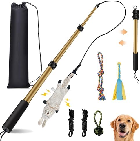 Flirt Pole for Dogs, Interactive Toys Tug-of-war for Pet, Durable Teaser Wand by AmaCielo