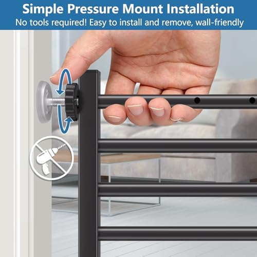 Malier Indoor Dog Gate with Door, 26-41" Extra Wide Full Metal Pet Gate Short - Image 5