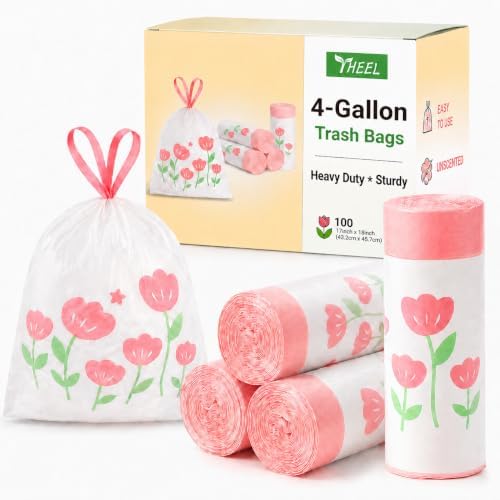 4 Gallon Trash Bags Drawstring by YHEEL