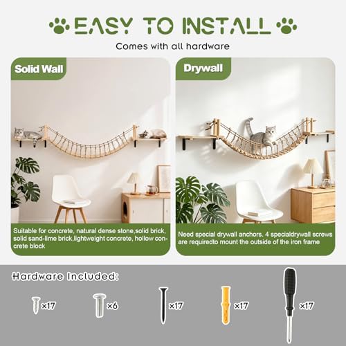 Cat Wall Shelves, Wall Mounted Cat Climber Set - Image 3