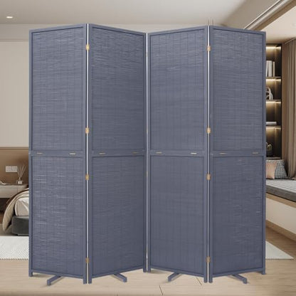 Bamboo Mesh Woven Room Divider 5.6FT, 4 Panel Folding Privacy Screen by JVVMNJLK