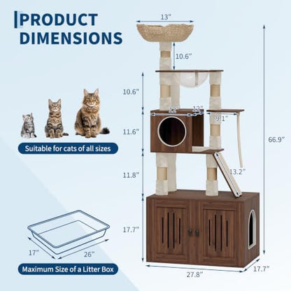Garvee 66.9" Cat Tree with Litter Box Enclosure - Image 2